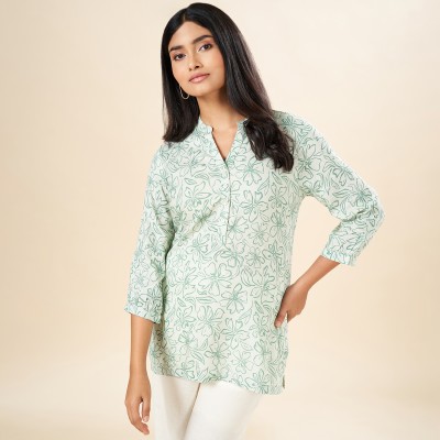 Akkriti by Pantaloons Casual Printed Women Green Top