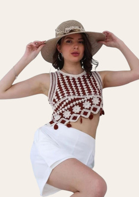 Emprace Casual Self Design Women Maroon Top