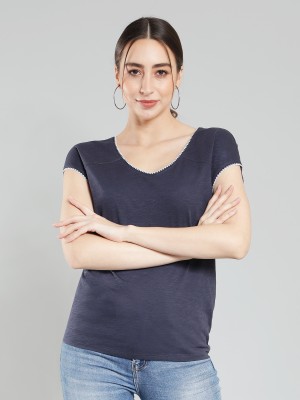 Aditi Wasan Casual Solid Women Blue Top