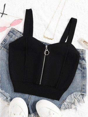 Krshokz Casual Solid Women Black Top