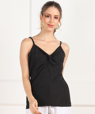 eyka Casual Solid Women Black Top