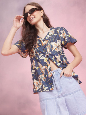 Dressberry Casual Printed Women Blue Top