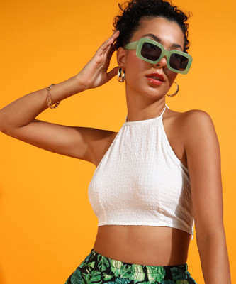 ADRIANA Party Solid Women White Top