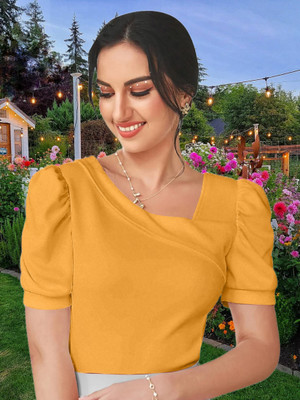 Maheshvi Casual Solid Women Yellow Top