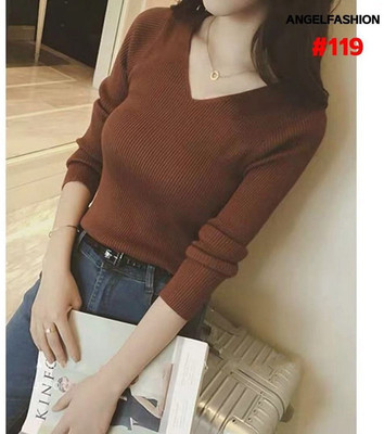 CUTEXT FASHION Casual Solid Women Brown Top