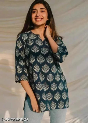 BRF Casual Printed Women Blue Top