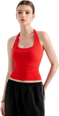 SIGHTBOMB Casual Solid Women Red Top