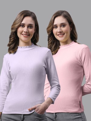 FBAR Casual Self Design Women Purple, Pink Top