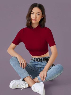 Kashonaa Casual Solid Women Maroon Top