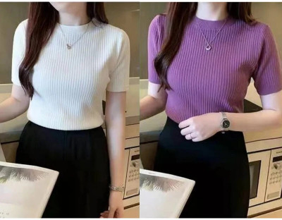 Osjs Casual Striped Women White, Purple Top