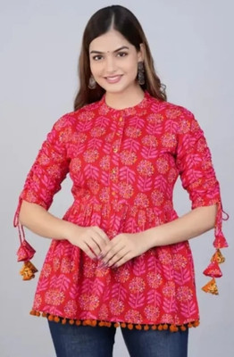 Radhegovind Creation Casual Floral Print Women Pink Top