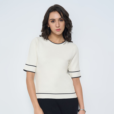 Annabelle by Pantaloons Casual Solid Women White Top