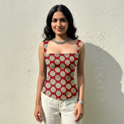 Aahwan Casual Printed Women Red Top