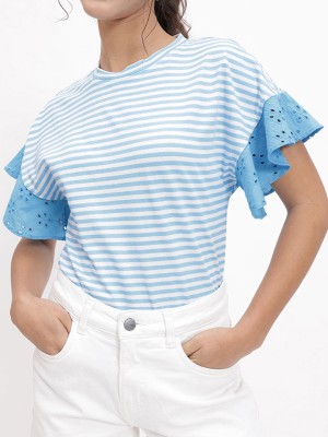 Dressberry Casual Striped Women Blue Top