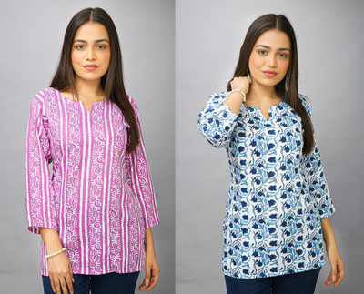 New Age Creation Casual Checkered Women Multicolor Top