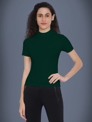 Kashonaa Casual Solid Women Dark Green Top