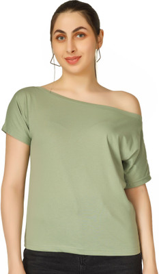 BlueFicus Casual Solid Women Light Green Top