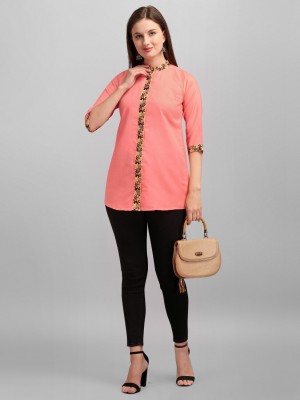 Panihari Creation Casual Self Design Women Pink Top