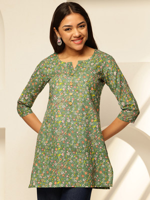 Janakdulari fashion Party Printed Women Green Top