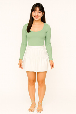 SUGARCANNE Casual Solid Women Green Top