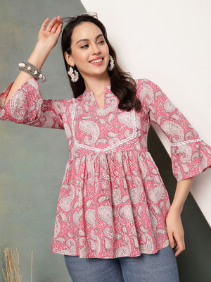 God Bless Casual Printed Women Pink Top