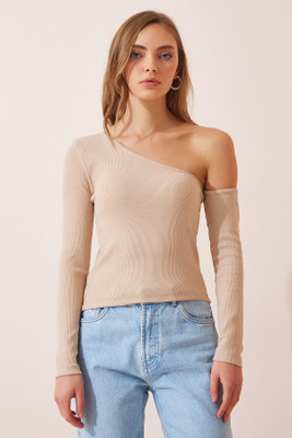 Redamancii Casual Solid Women Beige Top