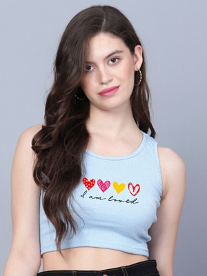 Knite wolf Casual Printed Women Light Blue Top