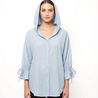 ShopArora Casual Solid Women Light Blue Top
