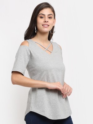 BRINNS Casual Solid Women Grey Top