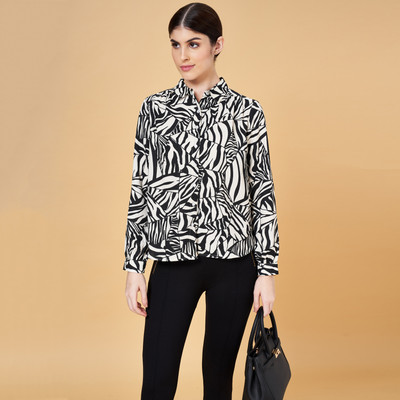 Annabelle by Pantaloons Formal Printed Women Black, White Top