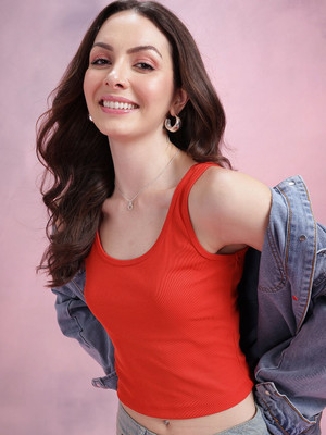 Dressberry Casual Solid Women Red Top