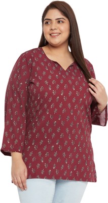 VINAAN Casual Printed Women Maroon, White Top