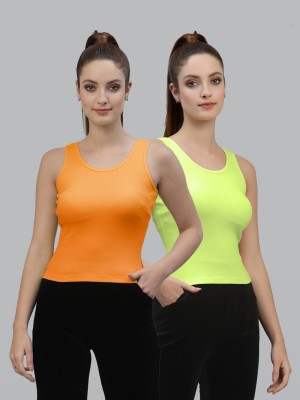 FRISKERS Casual Solid Women Orange, Yellow Top