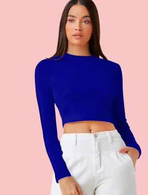 Dream Beauty Fashion Casual Solid Women Blue Top