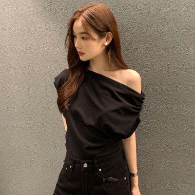 OUTZIDR Casual Solid Women Black Top