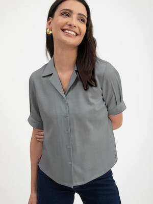 Mirana Casual Solid Women Grey Top