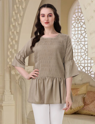 prexacreation Beach Wear Printed Women Grey Top