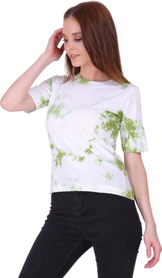 Styvibe Casual Tie & Dye Women White Top