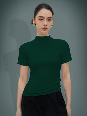 Dream Beauty Fashion Casual Solid Women Dark Green Top