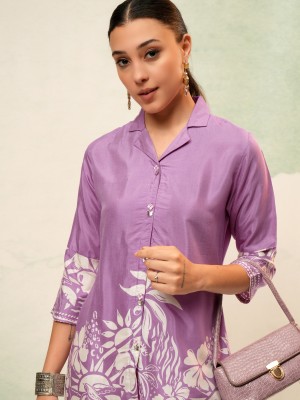 Vishudh Casual Printed Women Purple Top