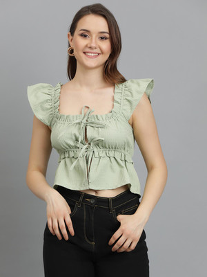 KOTTY Casual Embellished Women Green Top