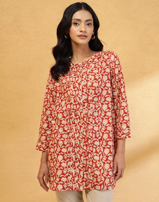 Fabindia Casual Printed Women Beige Top