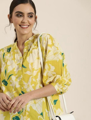 Arudhi Formal Floral Print Women Yellow Top