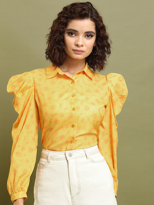 Tokyo Talkies Casual Printed Women Yellow Top
