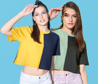 GUTI Casual Color Block Women Multicolor Top
