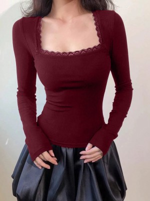 TIVANTE Casual Solid Women Maroon Top