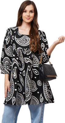 ANBA Party Printed Women Black Top