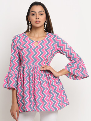 Myaza Party Chevron/Zig Zag Women Multicolor Top