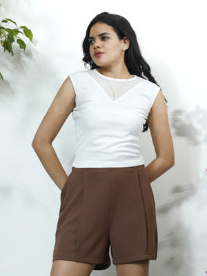 ATHENA Casual Solid Women White Top