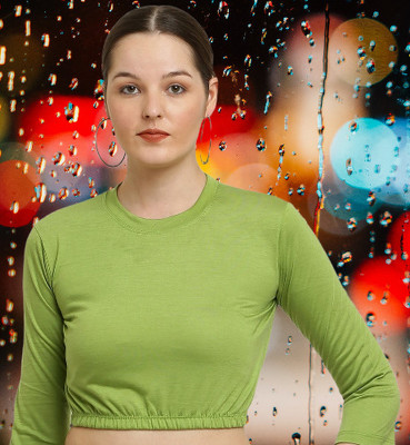 The Unicharm Casual Solid Women Light Green Top